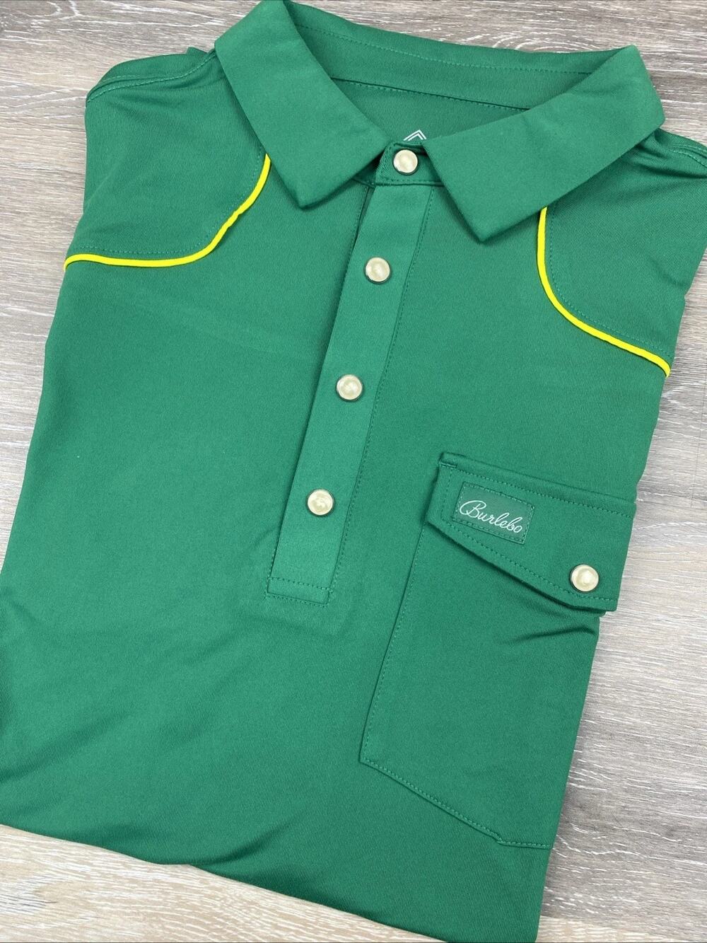 NWT Burlebo Performance Polo Men's 2XL John Deere Green Pearl Snap (1085)